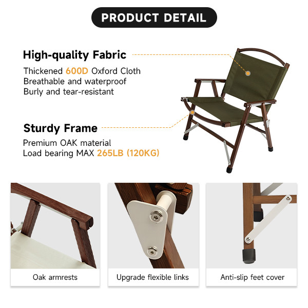 Китай Классический складной кемпинговый портативный деревянный стул с сумкой