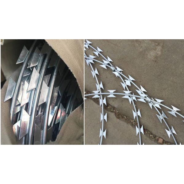 Anti Rust Cross Barbed Wire Concertina Coil With Clips BTO22 10 - 99 Rolls