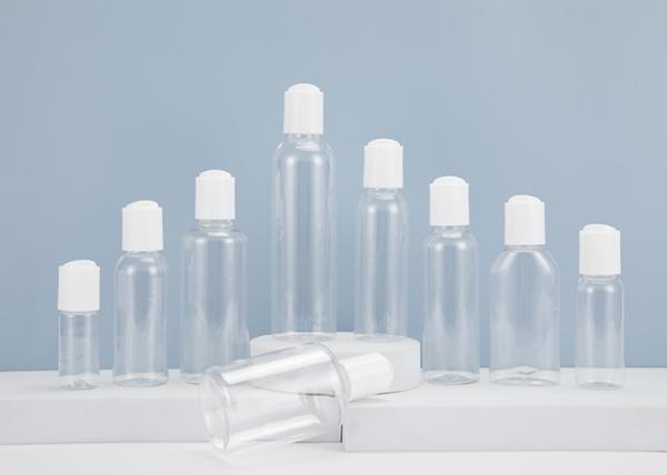 0.5oz 1oz 2oz 3oz 4oz Cosmo Round Plastic Bottles Clear PET With Press Disc Cap