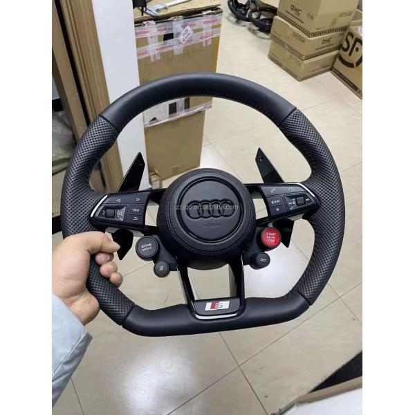 55cm Diameter True Carbon Fiber and Genuine Leather Steering Wheel for Audi R8 Full Series