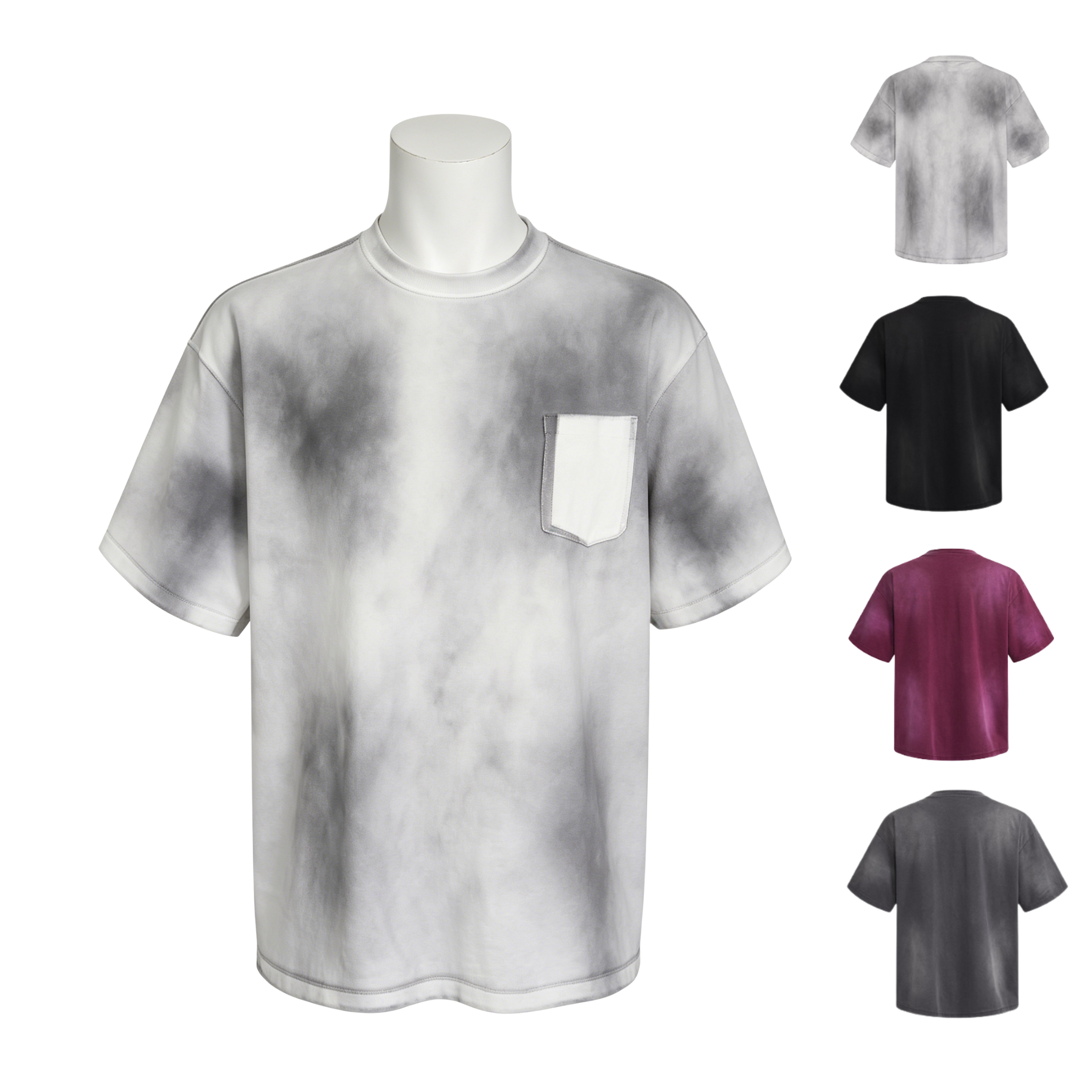 275GSM Basic Crew Neck Tee Spray Wash Short Sleeve Crew Neck Raw Edge