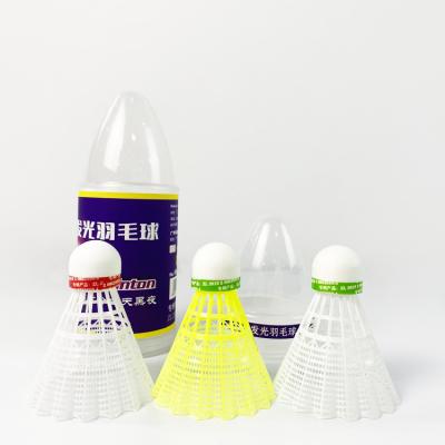 Lighting Nylon LED Badminton Shuttlecock 4pcs Package White Foamed Cork Nylon Leaf