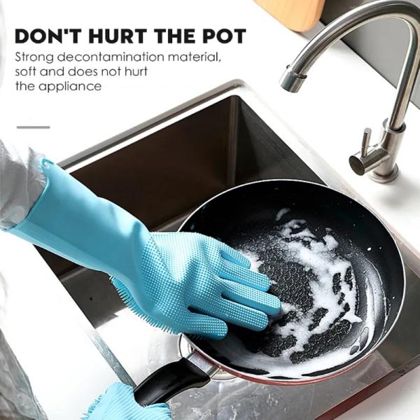 Reusable Oilproof Silicone Washing Gloves For Dishes Harmless