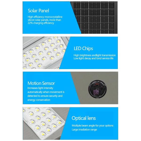 SMD 2835 Интегрированная светодиодная уличная лампа All In One IP65 Наружная 50w 100w 150w 200w 300w 2000 Вт Солнечная уличная лампа