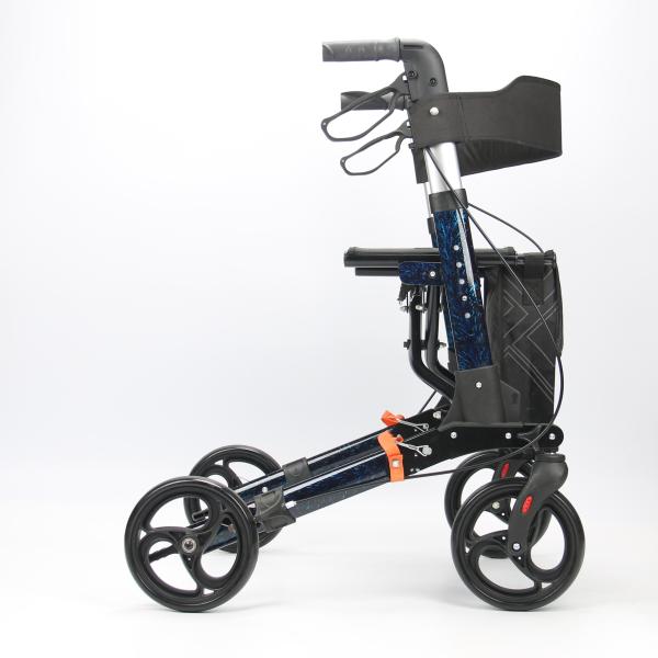 Supermarket Mobility Walking Aids Convenient Push Cart With Seat Basket