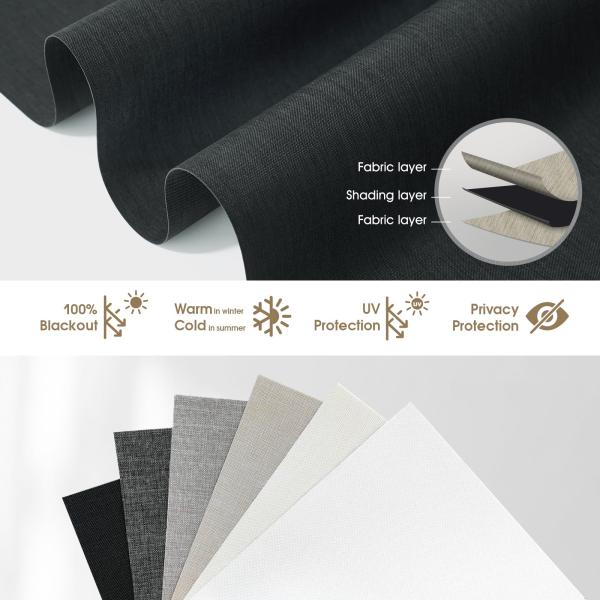 Tissus de stores enrouleurs occultants noirs, stores enrouleurs en tissu blanc 100% polyester, stores occultants pour fenêtre