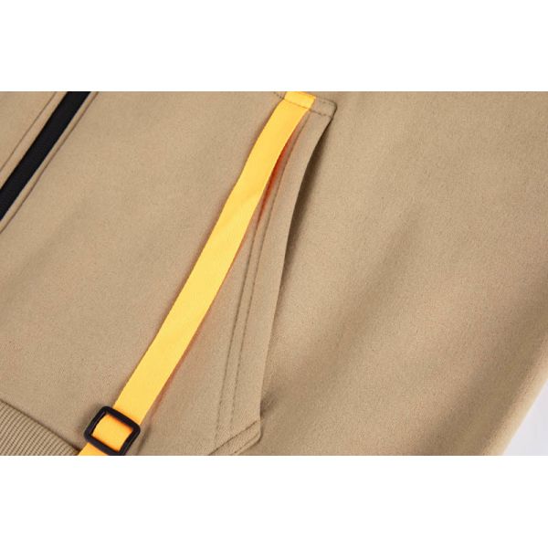 Men's Two-Tone Utility Fleece Zip Up Hoodie with Soft Brushed Lining and Contrast Strap Details