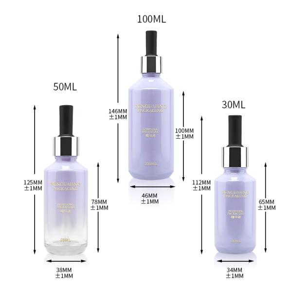 30ml 50ml 100ml Serum Oil Dropper Bottles Purple Frosted Customizable Color