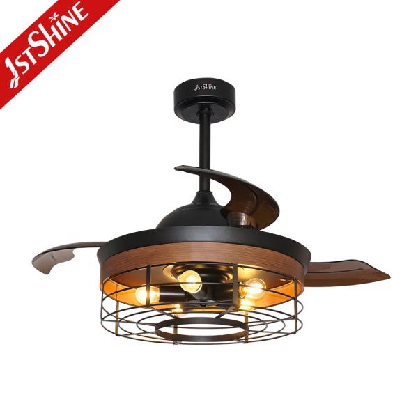 DC Motor 65W Retractable Decorative Ceiling Fan With 5 Light Kits
