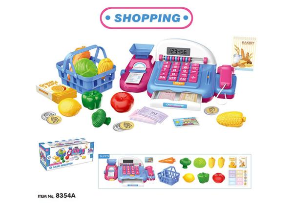 14  Beauty Sets Pretend Shopping Cashier Children's Play Toys W / Caculation LED Screen 19Pcs