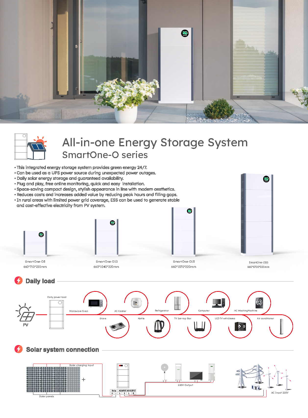 20kWh Battery Pack 10kw Inverter All In One Solar Energy System With Solar Tracker