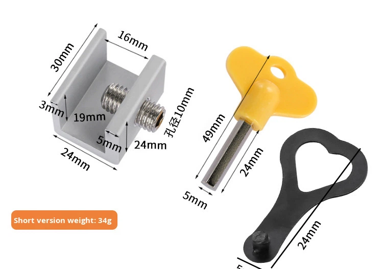 Adjustable Sliding Double Window Locks Aluminum Alloy Door Frame Furniture Lock Plastic Key 7-23mm Fitting Home Office 360
