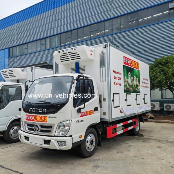Foton 4X2 Day Old Chick Transport Truck , Small Refrigerated Box Truck