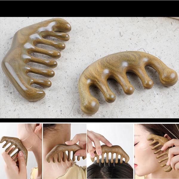 Wooden Wide Teeth Comb Head Meridian Massage Instrument for Anti Static Hairdressing