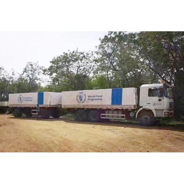 Cereal Transport 60T Flatbed Trailer Train with Mechanical Suspension and Tarpaulin