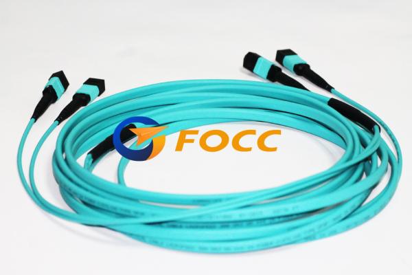 Aqua Multi Fibers 24 Cores MTP/MPO Fiber Breakout Cable Female to Female