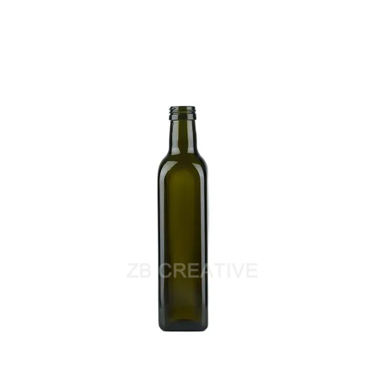 375ml Marasca Glass Bottle Antique Green Flint Screw Cap Olive Oil Container 360g 6340S