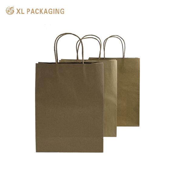XL Packaging Custom Logo Recycled Kraft Shopping Bags Boutique Style Easy-Carry Design Sustainable Material Perfect For Everyday Shopping Gift Packaging Eco-Conscious Brands