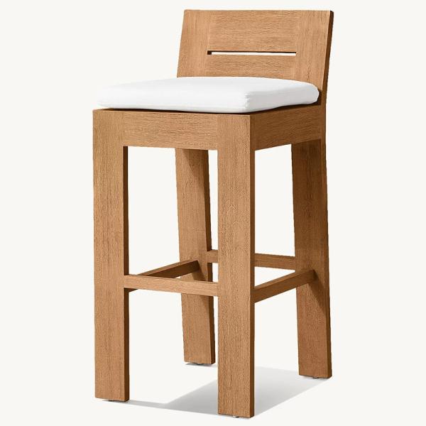 Modern Patio Garden Bar Chair Durable and Strong Teak Wood Furniture for Courtyard