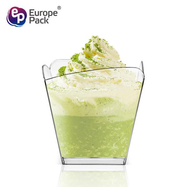 Wholesale mini disposable pudding jelly ps tasting cup plastic mousse square plastic ice cream cup