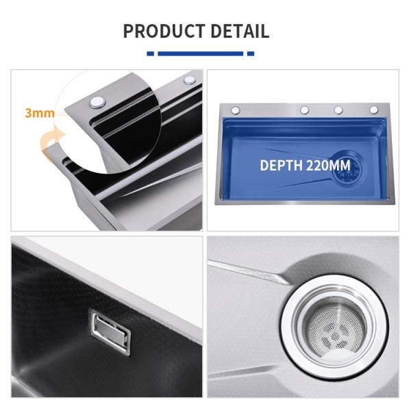 Nano Silver Single Slot Stainless Steel Kitchen Sink Inner Basin Size 660*405mm