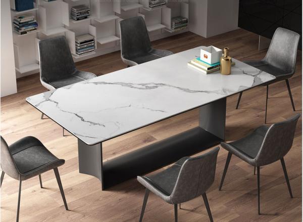 Modern Stainless Steel Leg Luxury Marble Dining Table