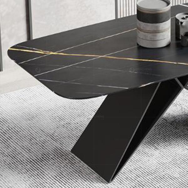 Carbon Steel Leg Marble Stone Top Dining Tables For Bedroom