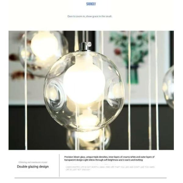 Stair Long Glass Ball Hanging Lamp LED Ceiling Light Creative Home Lighting Modern Chandelier