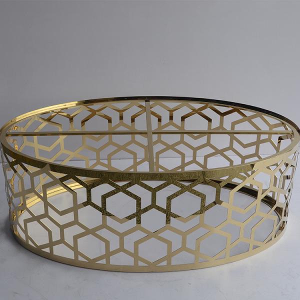 Luxury Oval Coffee Table Stainless Stain frame Artificial Marble Top for Living Room