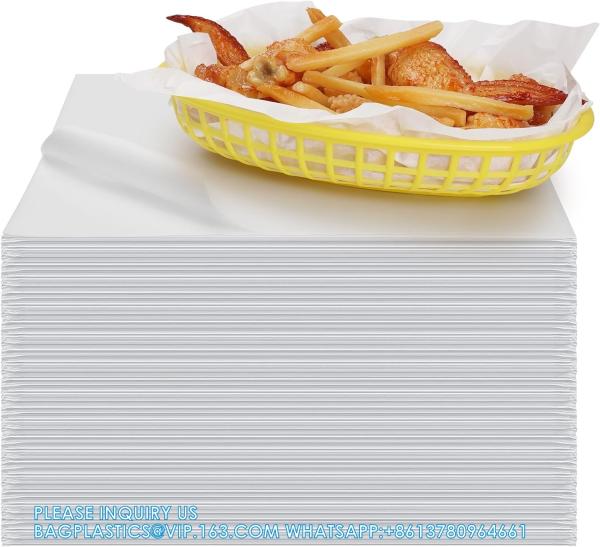 White Waxed Deli Paper Sheets 12 * 12 Inch, Food Basket Liners For Sandwiches, Burgers, Grease Proof Liners
