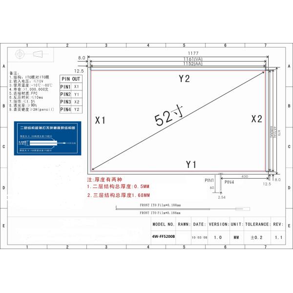 4 экран панели касания провода F/F сопротивляющий для дисплея/компьютера LCD 52 дюймов