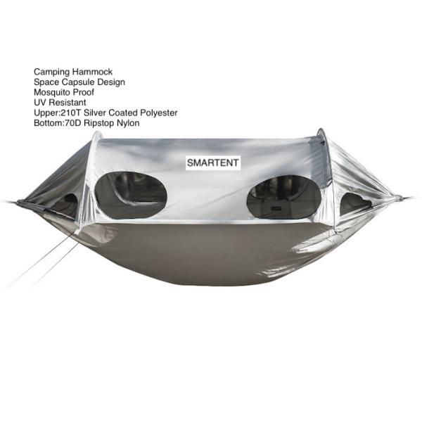 270*140CM 210T Silver Coated Polyester Space Capsule Design Outdoor Camping Hammock Mosquito Proof Sun Protection