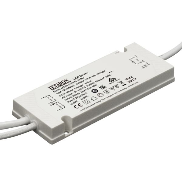 40W 24V Waterproof IP44 LED Driver with Cables for Mirror LED Lighting