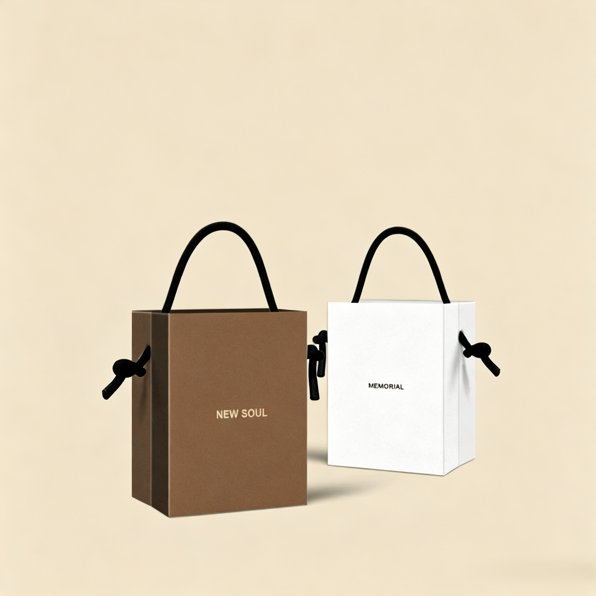 Handheld Rigid Paper Gift Box with Knotted Rope Handle for Luxury Packaging