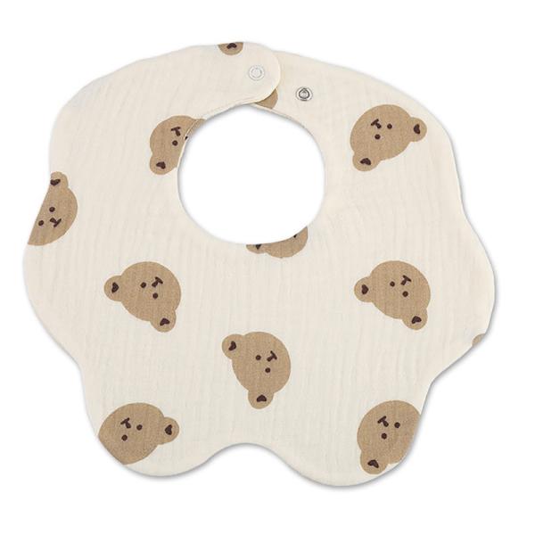 Organic Cotton Flower Shape Printed 6 Layers Muslin Cotton Baby Feeding Bibs Baby Cotton Bibs