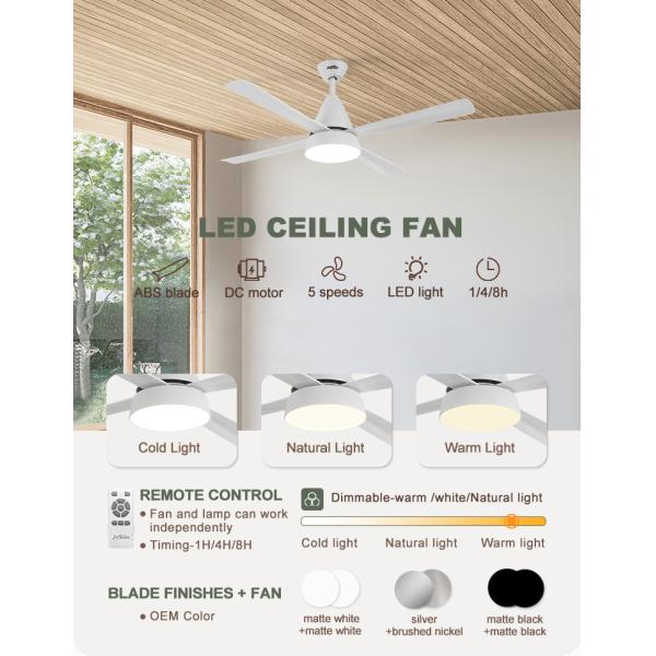 Venda de ventilador de teto DC de cobre puro com luz LED e controle remoto