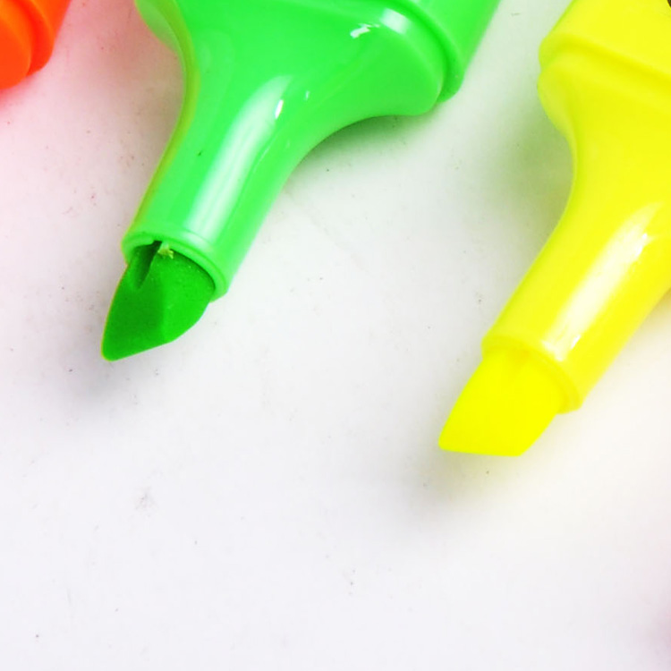wholesale colourful 4pcs fluorescent marker pen with oblique tip
