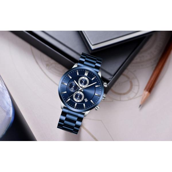 Задняя часть PVD нержавеющей стали дозора Японии Movt людей покрыла наручные часы календаря