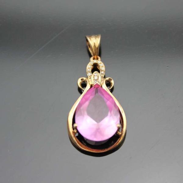 Women  925 Silver Jewelry 10mmx14mm Purple Cubic Zircon Pendant Necklace (PSJ0394)