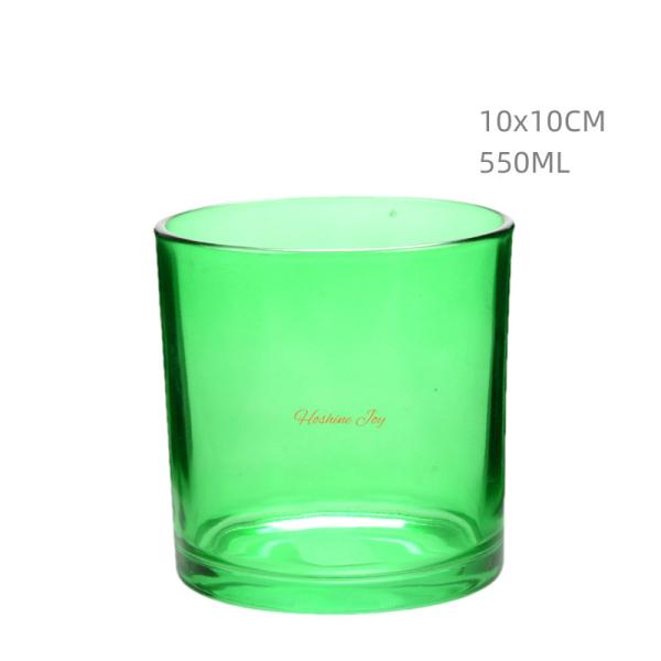 OEM recipientes de velas de vidro de cor verde para fazer velas superfícies lisas