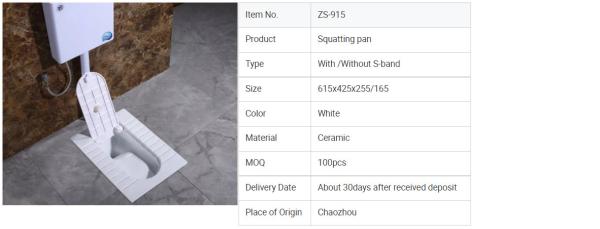 Anti Leakage Squat Wc Pan Glossy White 6115X425X255 American Squat Toilet Ceramic