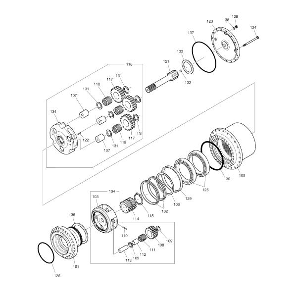 Dh225 Dh225-9 Doosan Excavator Parts Final Drive Carrier No. 2 Assy K9007412 K9007391 Tm40vd
