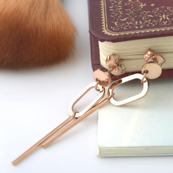 Fashion Accessories Women Stainless Steel Ellipse Long Drop Earring