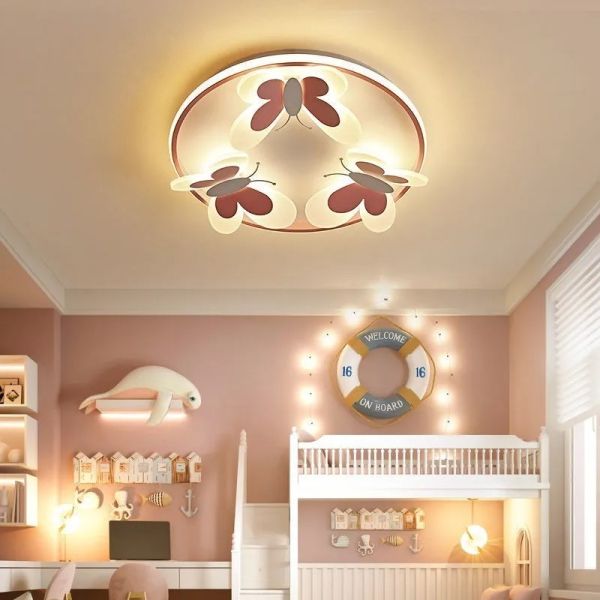 girl bedroom lamp Indoor Study Salon Creative Decorative pink Butterfly ceiling