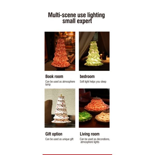 Decorative Tree Christmas Paper Lamp Rechargeable Handmade ODM