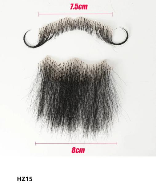 100% Human Hair Handmade Fake Mustache Beard for Entertainment/Drama/Life