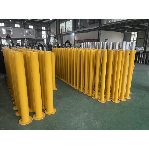 Australia Instalación estandarizada con tornillo Bollardo revestido de polvo amarillo con base redonda