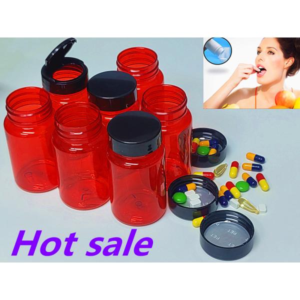 Healthcare Medicine Pill bottle 100ml PET Red Plastic Capsule Packaging Vitamin Pill medicine Bottle with screw Cap
