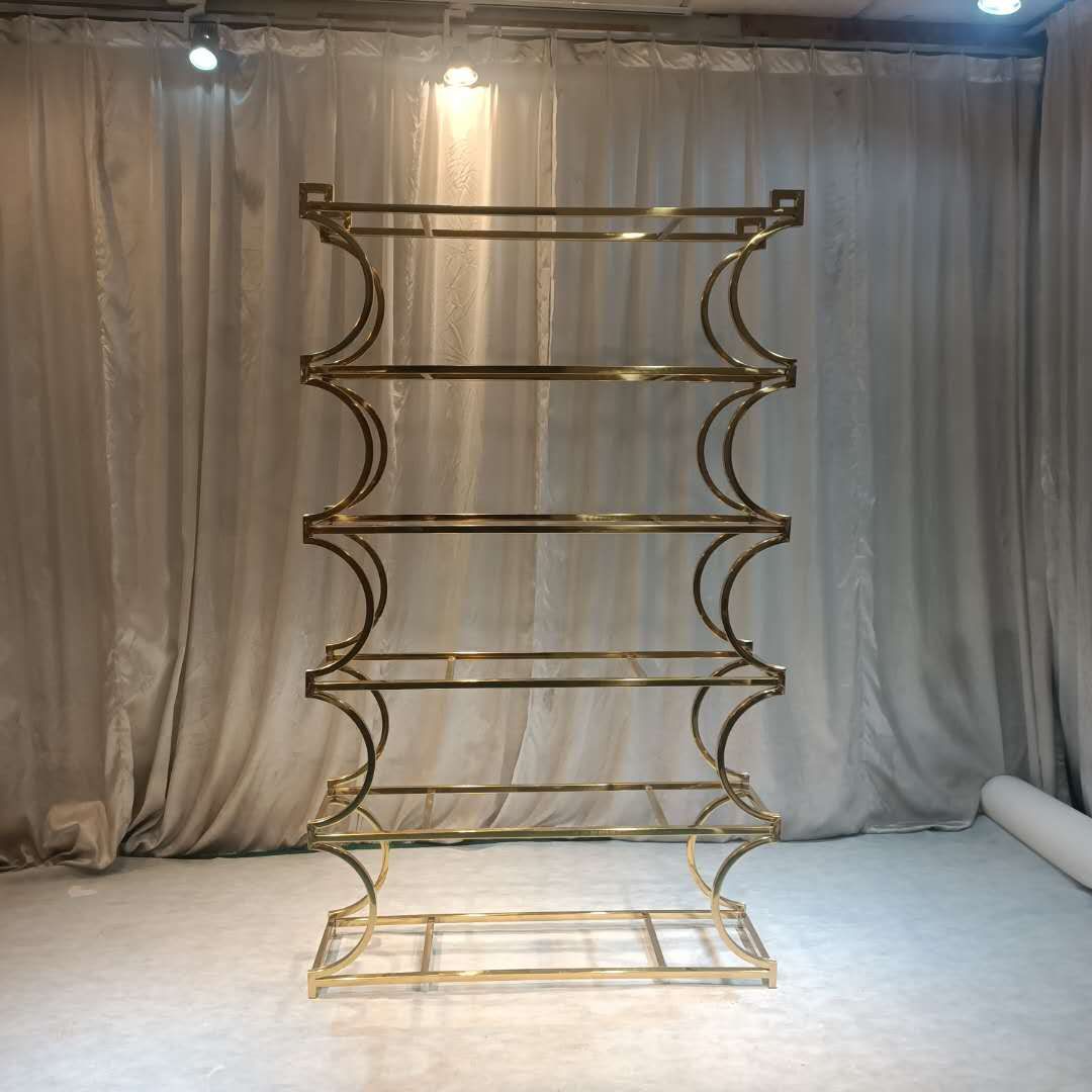 WENDING Gold 6-Tier Wave Column Luxury Wedding Display Rack – Greek Key Crown