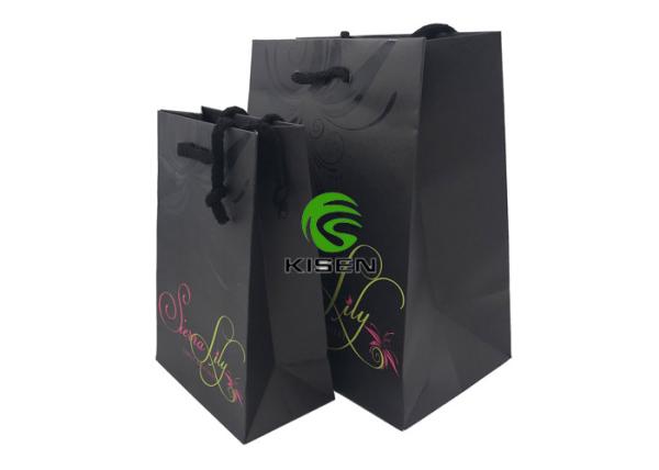 Pink / Black Paper Shopping Bags Disposable Retail Paper Bags With Handles